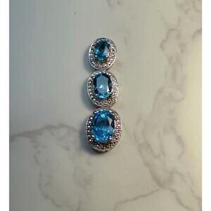 Natural Blue Topaz And Sterling Silver .925 Pendant